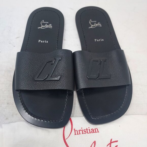 christian louboutin leather slide sandals christian louboutin men